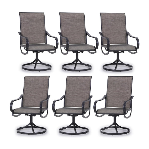 Patio Swivel Dining Chair with Black Frame for Porch,Deck,Backyard, PHI VILLA