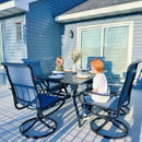 6-seat blue chair dining set for deck