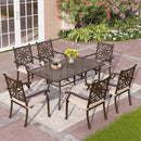 7-Pcs Patio Dining Set of Cast Aluminum Chairs and Rectangle Table-Phi Villa
