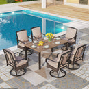 Coco 7-Pcs Outdoor Dining Set with Wood-like Table