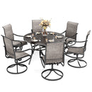 7-Pcs Outdoor Dining Set with Round Table and Textilene Swivel Chairs-Phi Villa