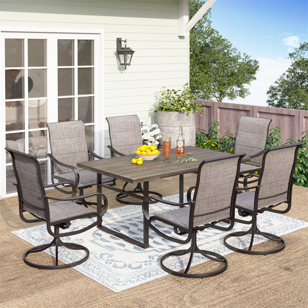 farm house dining set with 6 chairs for deck