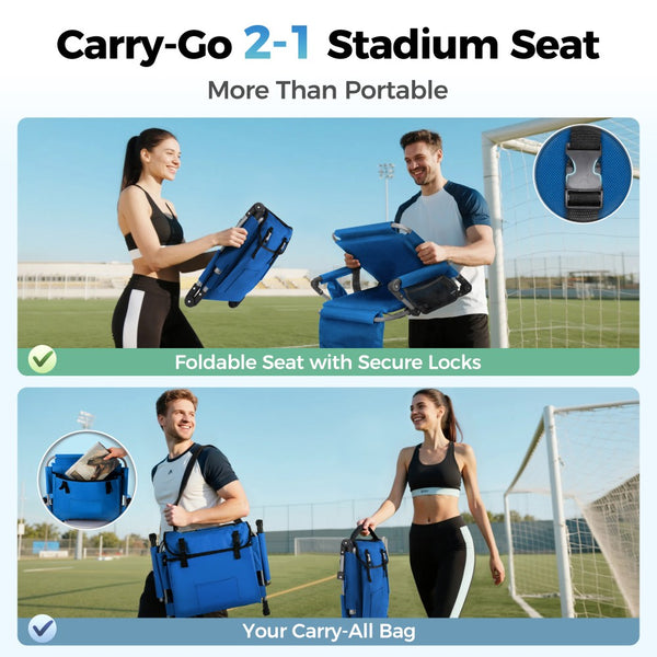 Folding Stadium Seat Chair for Bleachers with Back & Arm Rest, 2 Pieces