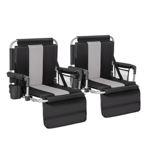 Folding Stadium Seat Chair for Bleachers with Back & Arm Rest, 2 Pieces