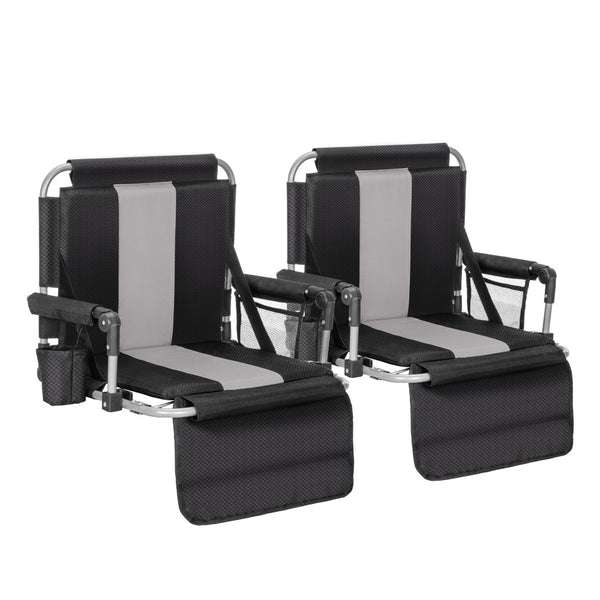 Folding Stadium Seat Chair for Bleachers with Back & Arm Rest, 2 Pieces