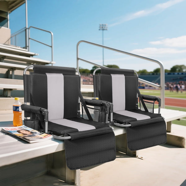 Folding Stadium Seat Chair for Bleachers with Back & Arm Rest, 2 Pieces
