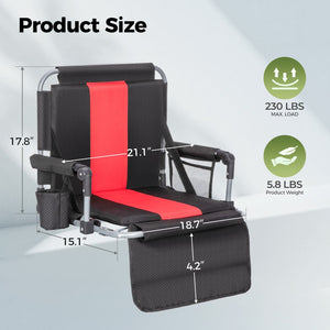 Folding Stadium Seat Chair for Bleachers with Back & Arm Rest, 2 Pieces