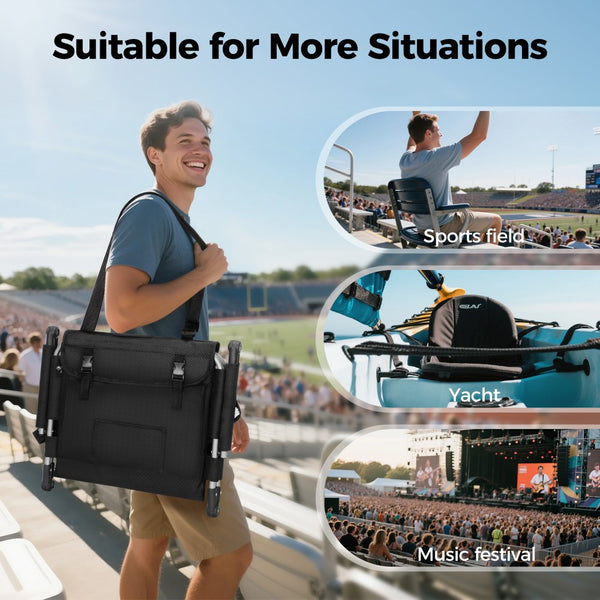 Folding Stadium Seat Chair for Bleachers with Back & Arm Rest, 2 Pieces