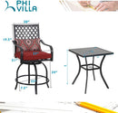 Outdoor Bohemian Swivel Bar Stools Set for Garden, Bar-PHI VILLA