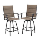 Outdoor Upgraded Padded Textilene All-Weather Swivel Bar Stools With Arms PHI VILLA