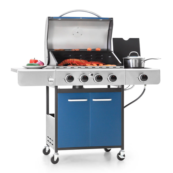 Patio Propane Grill BBQ with 4 x 8000 BTU Burners and 10,000 Side Burner-Captiva Designs