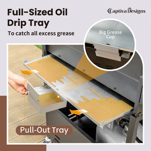 Patio Propane Grill BBQ with 4 x 8000 BTU Burners and 10,000 Side Burner-Captiva Designs