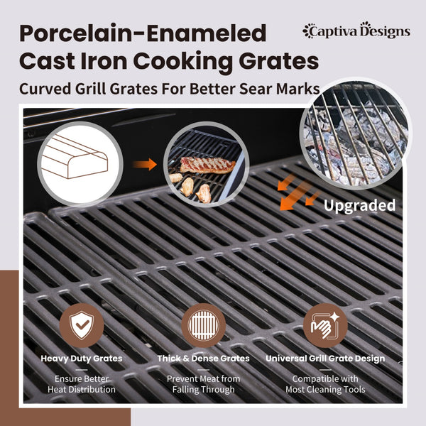 Patio Propane Grill BBQ with 4 x 8000 BTU Burners and 10,000 Side Burner-Captiva Designs