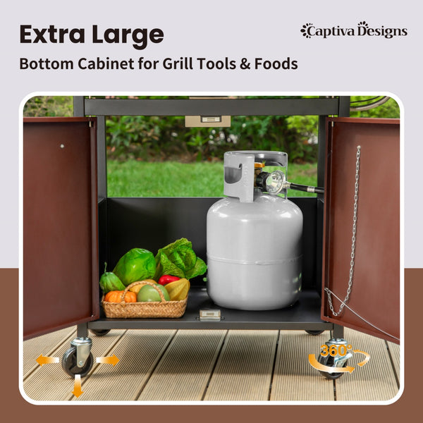 Patio Propane Grill BBQ with 4 x 8000 BTU Burners and 10,000 Side Burner-Captiva Designs