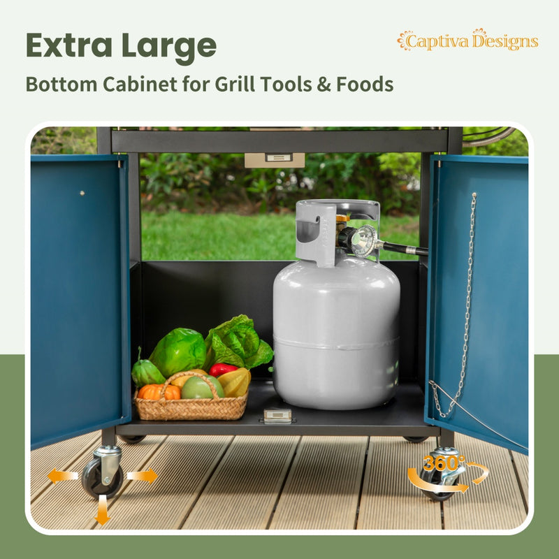 Patio Outdoor Propane Gas Grill BBQ with 4 x 8000 BTU Grilling Burners and 10,000 Side Burner-Captiva Designs