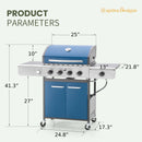 Patio Propane Grill BBQ with 4 x 8000 BTU Burners and 10,000 Side Burner-Captiva Designs
