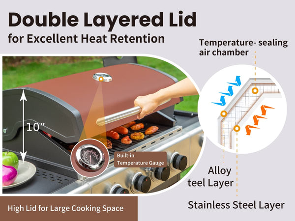 Patio Propane Grill BBQ with 4 x 8000 BTU Burners and 10,000 Side Burner-Captiva Designs