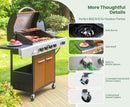 Patio Propane Grill BBQ with 4 x 8000 BTU Burners and 10,000 Side Burner-Captiva Designs