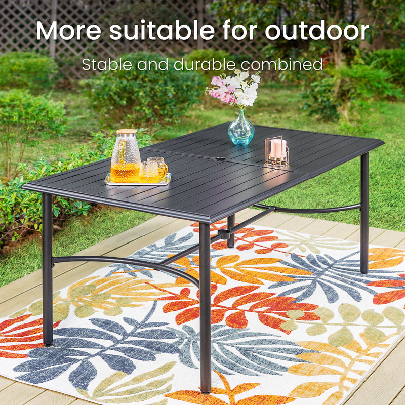 PHI VILLA 7-Piece Patio Dining Set With Rectangle Table & 6 Fashionable Dining Chairs