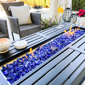 6-Seater L-Shaped Sectional Sofa Set with Gas Fire Pit Table