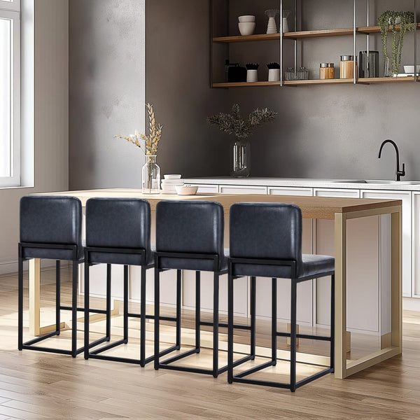 24 Inch Counter Height PU Leather Bar Stool with Backrest