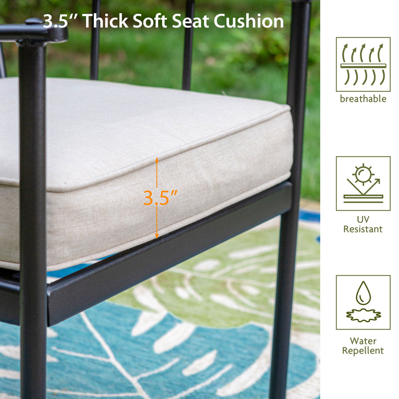 PHI VILLA Steel Fixed Patio Outdoor Dining Chairs Set