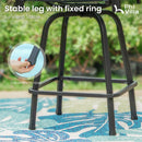 Phi Villa 3-Pcs Patio High Bar Set-Gray Textilene Swivel Stools & Sea Stone Tabletop Design