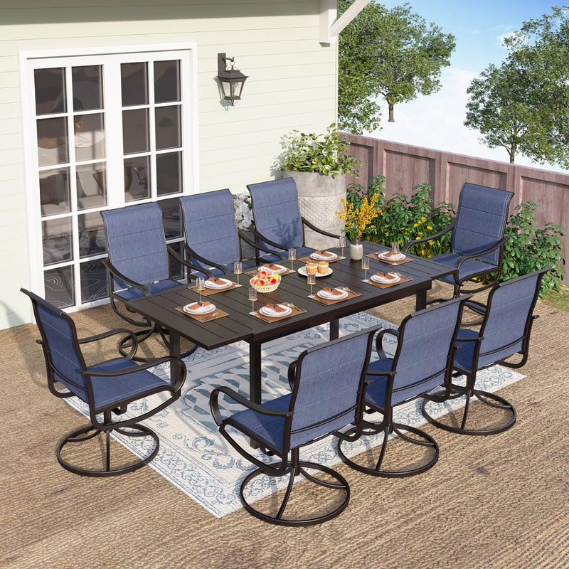 7/9-Piece Patio Dining Set with Extendable Table & Upgraded Padded Swivel Chairs PHI VILLA