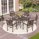 7-Pcs Patio Dining Set of Cast Aluminum Chairs and Round Table-Phi Villa