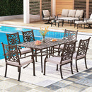 7-Pcs Patio Dining Set of Cast Aluminum Chairs and Rectangle Table-Phi Villa