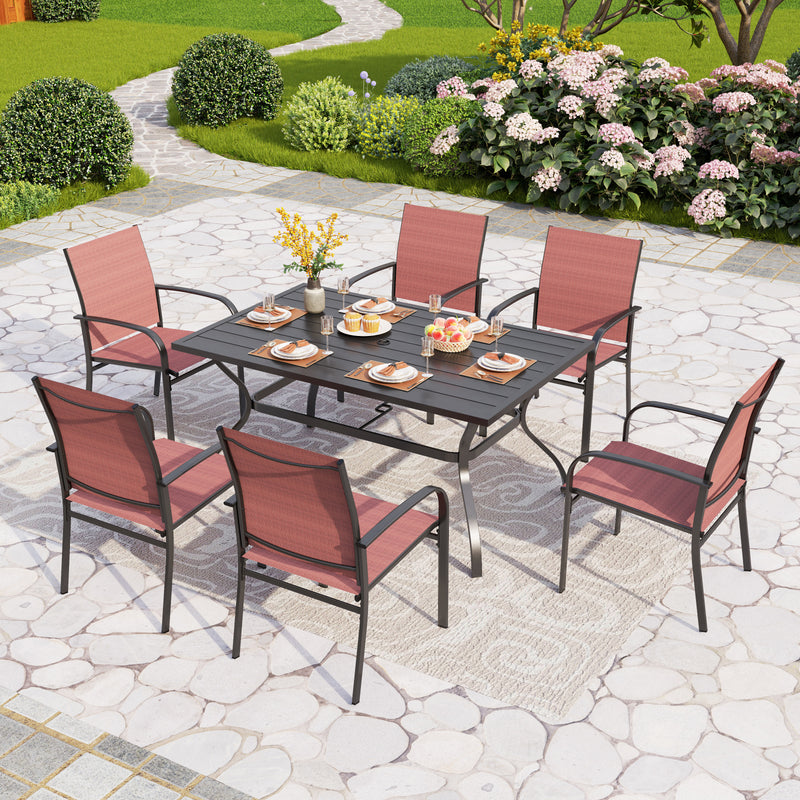 7-Piece Outdoor Dining Set with Colorful Textilene Chairs for Garden PHI VILLA