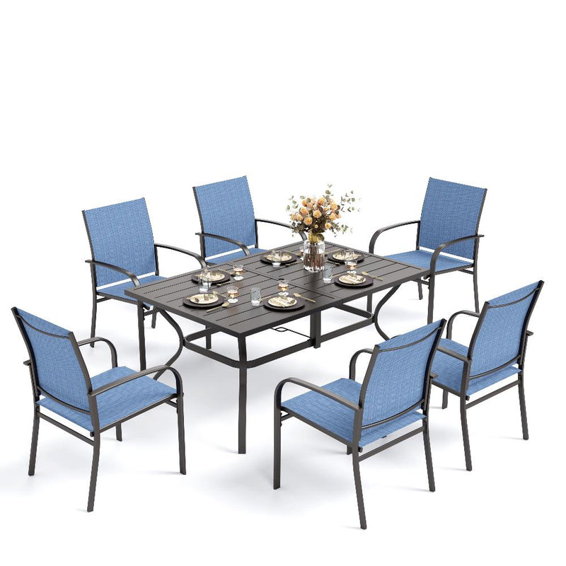 7-Piece Outdoor Dining Set with Colorful Textilene Chairs for Garden PHI VILLA