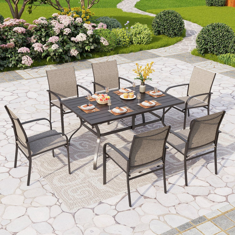 7-Piece Outdoor Dining Set with Colorful Textilene Chairs for Garden PHI VILLA