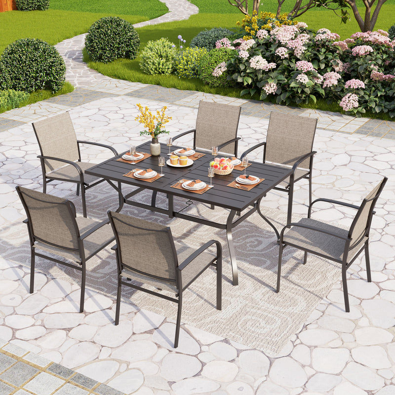 7-Piece Outdoor Dining Set with Colorful Textilene Chairs for Garden PHI VILLA