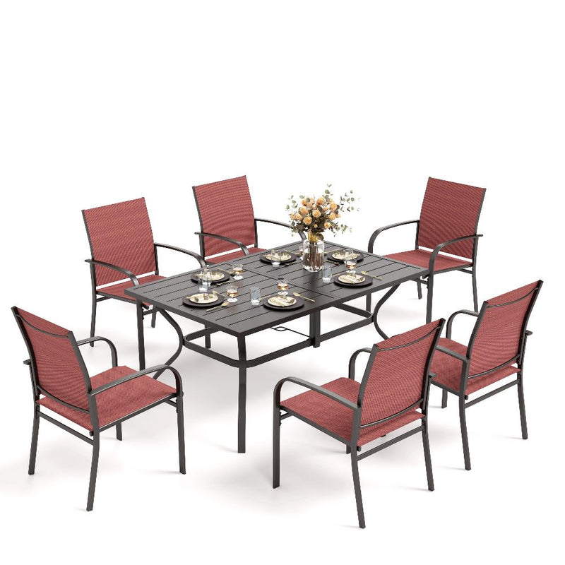 7-Piece Outdoor Dining Set with Colorful Textilene Chairs for Garden PHI VILLA