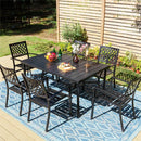 PHI VILLA 18-Piece Set with 6-Seat Dining Set and 7-Seat Steel Conversation Sofa Set and 3-Piece Padded Conversation Set