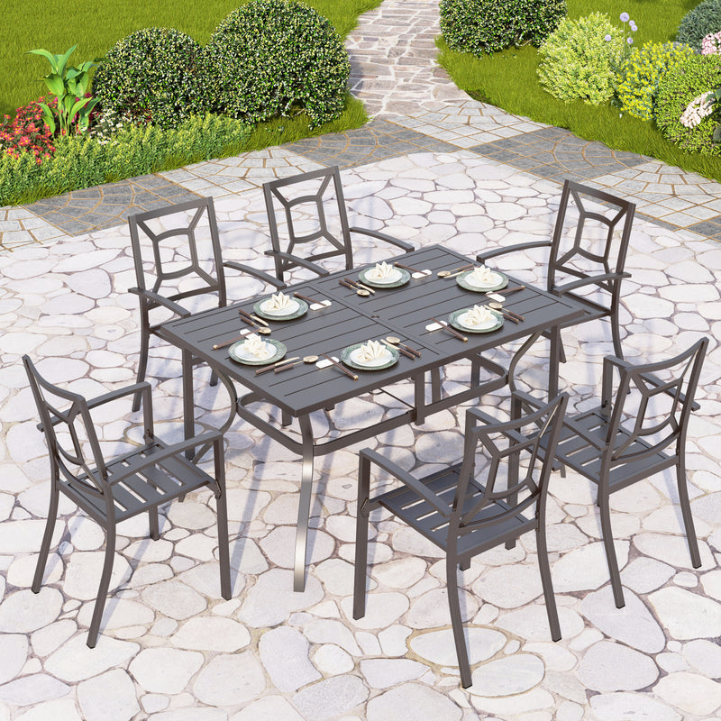 7-Piece Patio Dining Set with Stackable Chairs for Balcony, Porch PHI VILLA