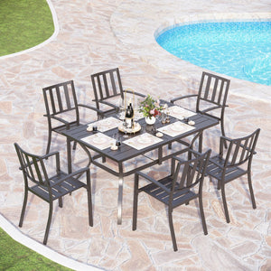 7-Piece Patio Dining Set with Stackable Chairs for Balcony, Porch PHI VILLA