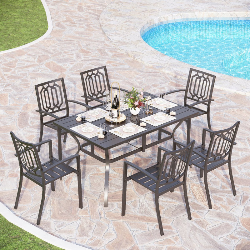 7-Piece Patio Dining Set with Stackable Chairs for Balcony, Porch PHI VILLA