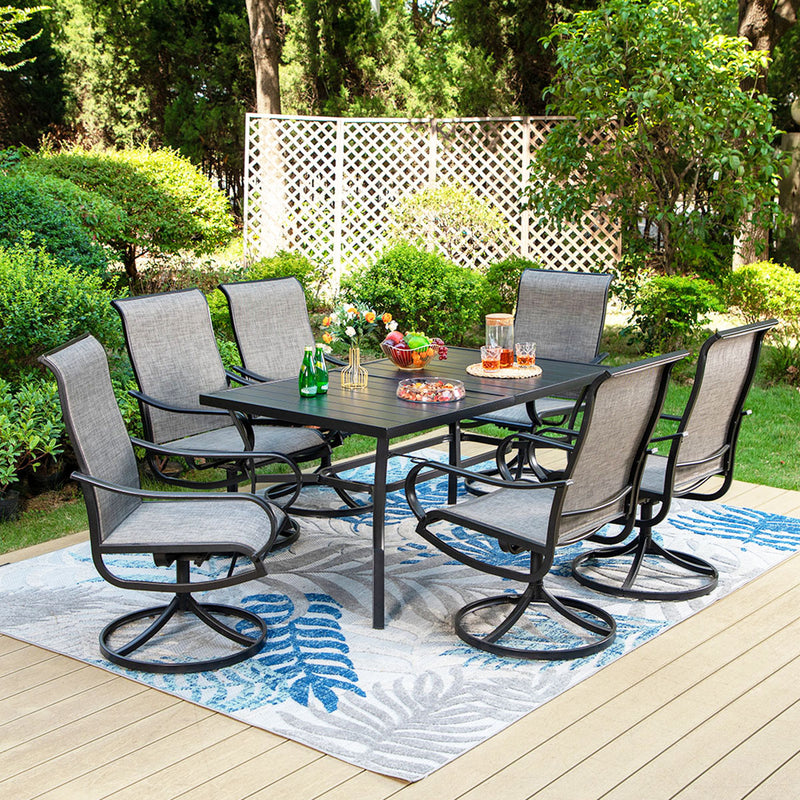 7-Piece Patio Dining Set with Swivel Chairs for Backyard PHI VILLA