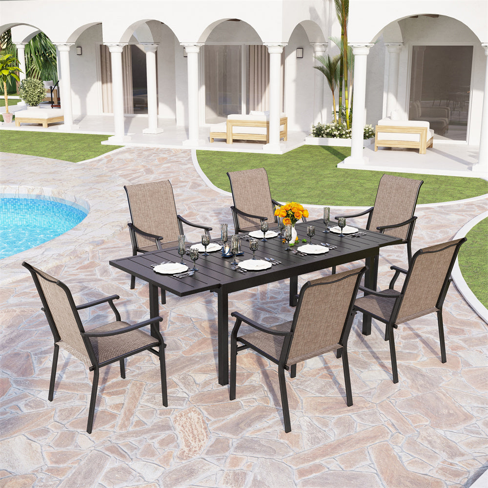7-Piece/9-Piece Patio Dining Set with Extendable Table for Backyard PH