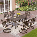 7-Pcs Patio Dining Set of Cast Aluminum Chairs and Rectangle Table-Phi Villa