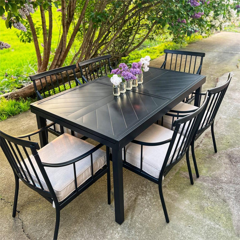 PHI VILLA 7-piece / 9-piece Outdoor Dining Set With Adjustable Table & Fashionable Dining Arm Chairs