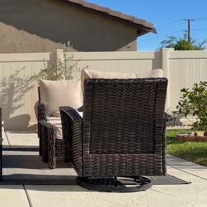 7-Seater Garden Vintage All-Weather Swivel Rattan Sofa Sets