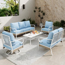 7-Seater Patio Metal All-White Sofa Set with Loveseat for Sale