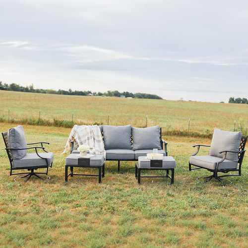 7-Seater Patio Metal Diamond Sofa with Ottomans