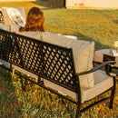 7-Seater Patio Metal Diamond Sofa with Ottomans