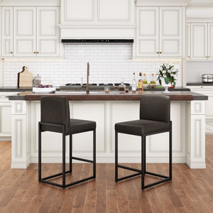 24 Inch Counter Height PU Leather Bar Stool with Backrest
