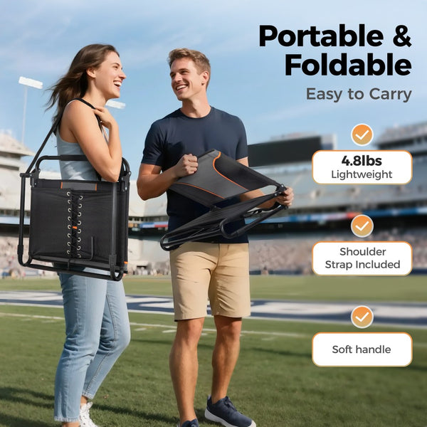 Folding Stadium Seat Chair for Bleachers with Back & Arm Rest, 2 Pieces