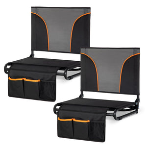 Folding Stadium Seat Chair for Bleachers with Back & Arm Rest, 2 Pieces